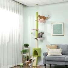 Image of PawHut Floor to Ceiling Cat Tree Adjustable Height 220-240 cm Cat Tower