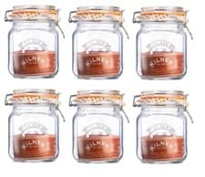 Image of 6 x Kilner 1L Square Clip Top Glass Food Storage Preserve Jar Canister Pot 1000m