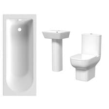 Image of White 450mm Square Modern Full Pedestal Basin Toilet & Bath