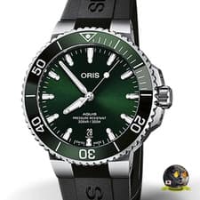 Image of Oris Aquis Date Green Dial Men's Watch 01 733 7766 4157-07 4 22 64FC