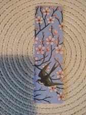 Image of Waterstones Bookmark Limited Edition Almond Blossom & Swallow Birds Flowers Read