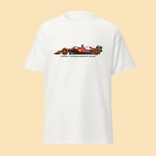 Image of 2025 F1 Scuderia Ferrari Leclerc 16 Race Car illustration, Unisex T-Shirt
