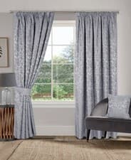 Image of Sundour Buckingham Jacquard Fully Lined 3" Pencil Pleat Curtains Pair Grey
