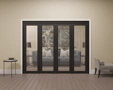Image of Internal Bifold Doors Black Contemporary Style 1 Lite Clear Glass - Pre-finished