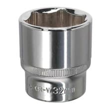 Image of Sealey WallDrive Socket 32mm 1/2"Sq Drive Polished Forged Chrome Steel