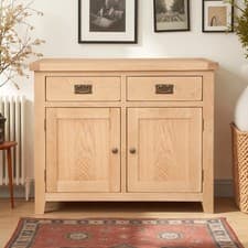 Image of Sideboard Cabinet Cupboard Oak Solid 2 Door 2 Drawer Chunky Harrogate Assembled