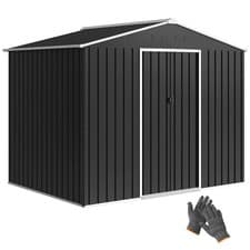 Image of Outsunny 8 x 6ft Garden Storage Shed with Double Door, Dark Grey