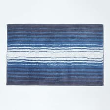 Image of 100% Cotton Striped Bath Mat Super Absorbent with Non Slip Latex Backing