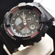 Image of Mens Genuine Casio G-shock GA-100-1A4ER Alarm Light Chronograph World Time