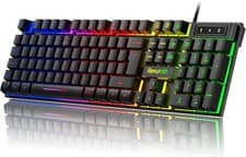 Image of Gaming Keyboard UK Layout, RGB Backlit Wired Computer Keyboard, Quite Mechanica