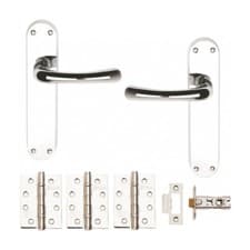 Image of Modern GENOA Internal Door Handles set backplate | Chrome , 3x Hinges 1x Latch