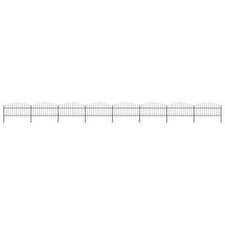 Image of Garden Fence with Spear Top Steel (1-1.25)x13.6 m Black vidaXL