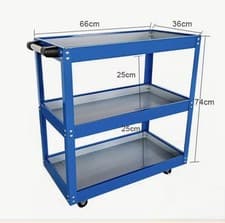 Image of Tool Storage Heavy Duty Durable Garage Trolley Workshop 3 Tier Wheel Cart Shelf