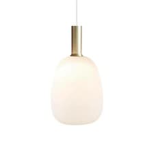 Image of Ceiling Light White Alton 23 Single Pendant Modern Brass/Black Opal Glass