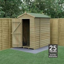 Image of Forest 4Life 4x6 Overlap Apex Shed Single Door No Window Wooden Garden Storage