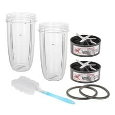 Image of 7pc 32oz Blender Cups Blade Kit with Gaskets Brush for Nutribullet 600W 900W