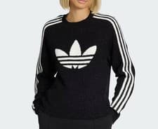Image of ADIDAS ORIGINALS LUREX KNIT TREFOIL BLACK  JUMPER SWEATER NEW UK S,M,L LAST 3