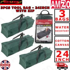 Image of 3x 24” Heavy Duty Canvas Tool Bags with Zip – Durable Holdalls for Tools & Kit