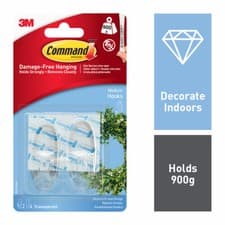 Image of 3M Command Clear Medium Hooks 2 Hooks And 4 Medium Clear Strips 