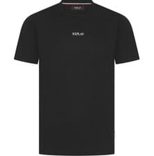 Image of Replay T-Shirt Mens Printed Logo Crew Neck Cotton Tee in Black
