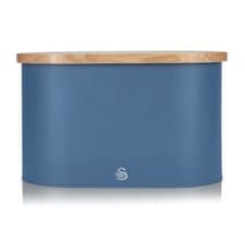 Image of Swan Nordic Blue Bread Bin with Bamboo Cutting Board Lid SWKA17512BLUN