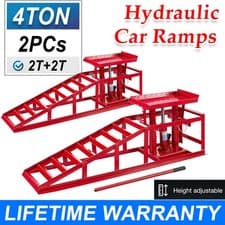 Image of 2PCS Hydraulic Car Ramps 4 Ton Heavy Duty Garage Auto Van Bottle Lift Jack Ramp