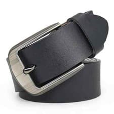 Image of Mens Genuine Leather Belt Belts Real New Buckle For Trouser Jeans Black Brown UK
