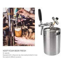 Image of Mini Beer Keg Growler 5L Stainless Steel Portable Pressurized Home Dispense HEN