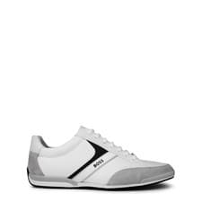 Image of HUGO BOSS Mens White & Grey Saturn Low Trainers UK 10 BRAND NEW Ref 861
