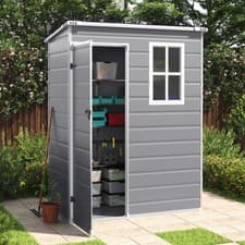 Image of Outdoor Garden Storage Shed Tool Plastic Box with Window Ventilation 5 x 3 FT