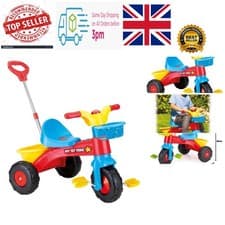 Image of Adjustable Parent Handle Tricycle for Toddlers 3-6 - Durable & Comfort-Focused