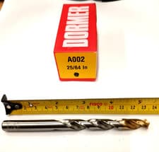 Image of DORMER A002 HSS STRAIGHT SHANK JOBBER DRILLS - TiN TIPPED 25/64"