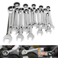 Image of 6~32mm Steel Metric Fixed Head Ratchet Spanner Gear Wrench Open End & Ring Tools