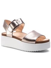 Image of Clarks Ladies BOTANIC STRAP Stone Leather Wedged Sandals Size UK 5 - 6 1/2D