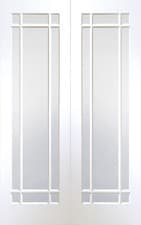 Image of Cheshire Internal White Primed Rebated Door Pair with Clear Glass Product Code 