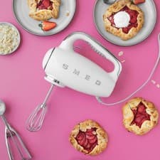 Image of Smeg Hand Mixer 50’s Style White Electric Hand Mixer with Accessories  HMF01WHUK