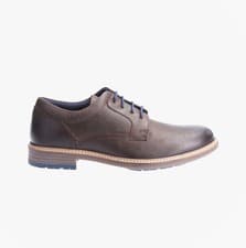 Image of Hush Puppies Julian UP Mens Leather Lace-Up Comfort Lace Brown Formal Shoes