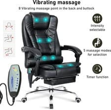 Image of 8 point Massage Office Chair Computer Executive Gaming chair Recline Footrest