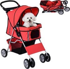 Image of Pet Stroller for Small Miniature Dogs, Cats Foldable Travel Carriage
