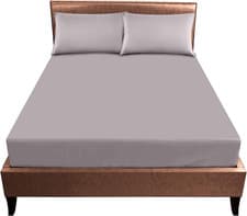 Image of Easy Care Deep Fitted Sheets Double Bed (25 cm), Breathable & Lightweight Plain