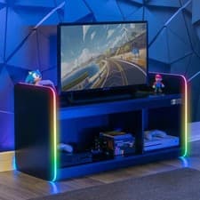 Image of LED TV Stand Media Unit Cabinet App Controlled Lights Modern Storage Furniture