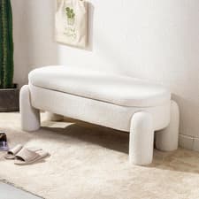 Image of Storage Ottoman Bench Upholstered Velvet Seat Bedroom Living Room Lift Lid Box
