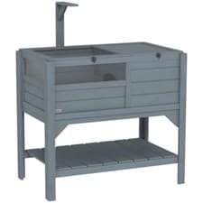 Image of PawHut Pet Wooden Tortoise House w/ Run, Shelter, Shelf, Lamp Holder, Grey