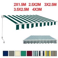 Image of Manual Awning Canopy Outdoor Patio Garden Sun Shade Shelter Top Fabric