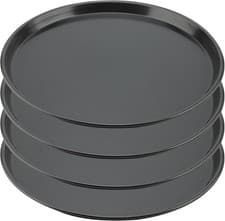Image of 4 Pack 12 Inch Non Stick Pizza Trays, Pizza Dough Trays for Oven, Black Round P