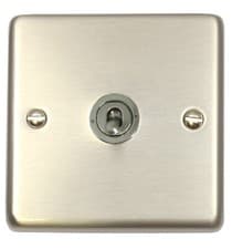 Image of G&H CSS381-SS Standard Plate Brushed Steel 1 Gang 1 or 2 Way Toggle Light Switch
