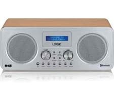 Image of Logik Portable LCD Display DAB+ FM Bluetooth Aux-In Radio Silver/Wood L75DAB20