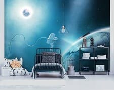 Image of Space walk Wallpaper Mural easy to apply teen bedroom wall cosmos astronaut