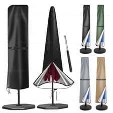 Image of Parasol Cover Outdoor Garden Waterproof Patio Umbrella Cover with Zip Drawstring