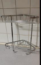 Image of Croydex Rust Free. Two Tier Corner Basket. Aluminium/ Chrome